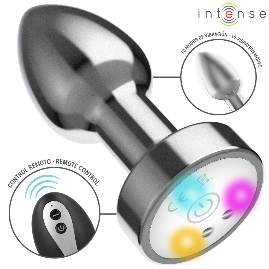 Intense Vibrierender Metall-Analplug – LED, FB, Gr. 2
