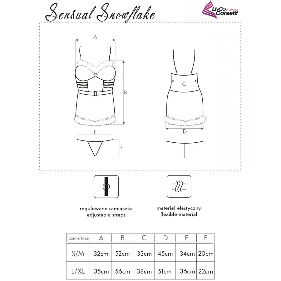 LIVCO CORSETTI FASHION - SENSUAL SNOWFLAKE LC 90603 WEIHNACHTS-CHEMISE + STRING + HAARBAND L/XL