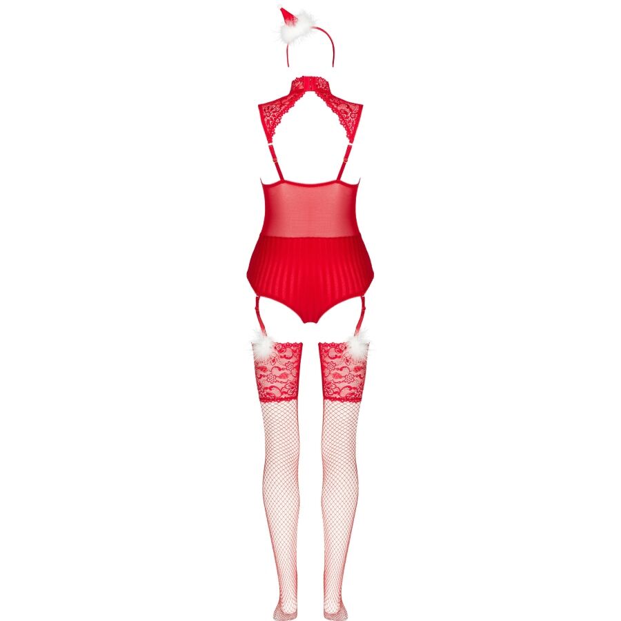 LIVCO CORSETTI FASHION – LIMPID SNOWFLAKES LC 90604 BODY + STRÜMPFE + WEIHNACHTSSTIRNBAND L/XL