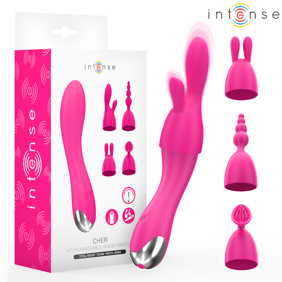 Intense Cher Vibrator – 20 Muster, austauschbare Aufsaetze
