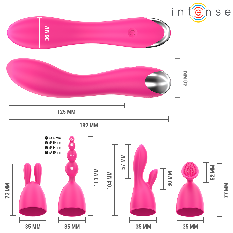 Intense Cher Vibrator – 20 Muster, austauschbare Aufsaetze
