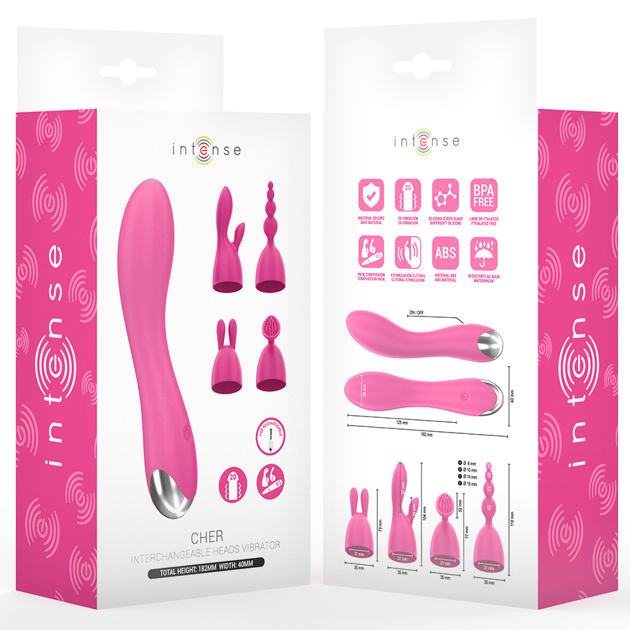 Intense Cher Vibrator – 20 Muster, austauschbare Aufsaetze