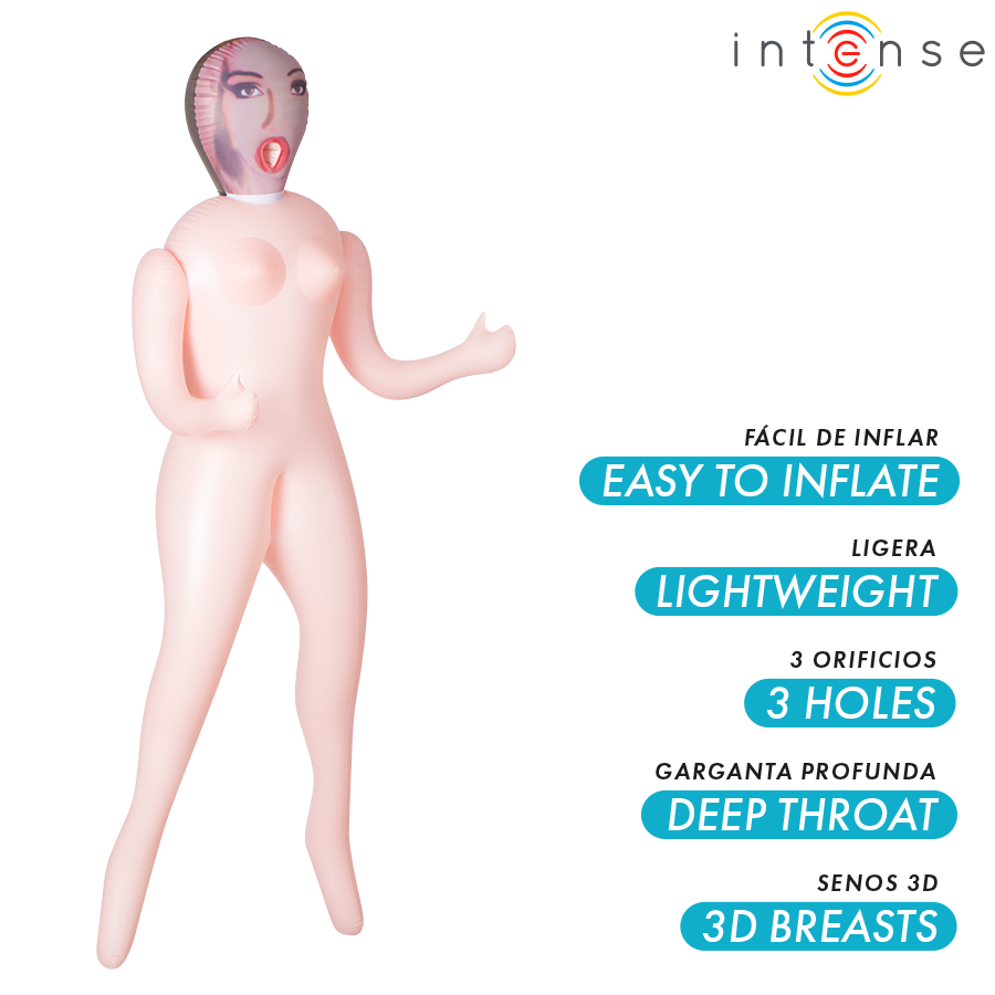 Intense Dolls Monique – Aufblasbare Puppe, 3 Oeffnungen
