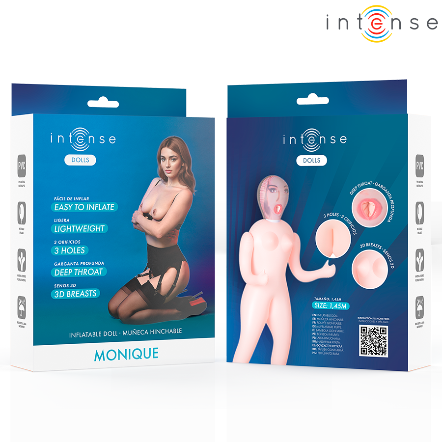 Intense Dolls Monique – Aufblasbare Puppe, 3 Oeffnungen