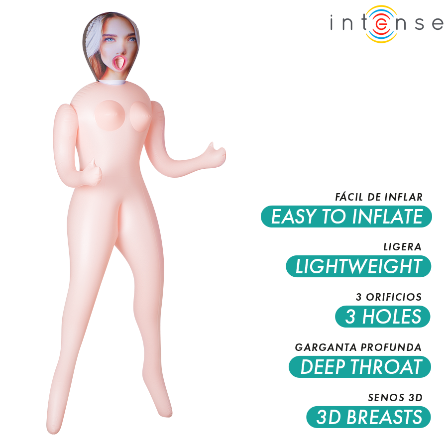 Intense Dolls Nicole – Aufblasbare Puppe, 3 Oeffnungen