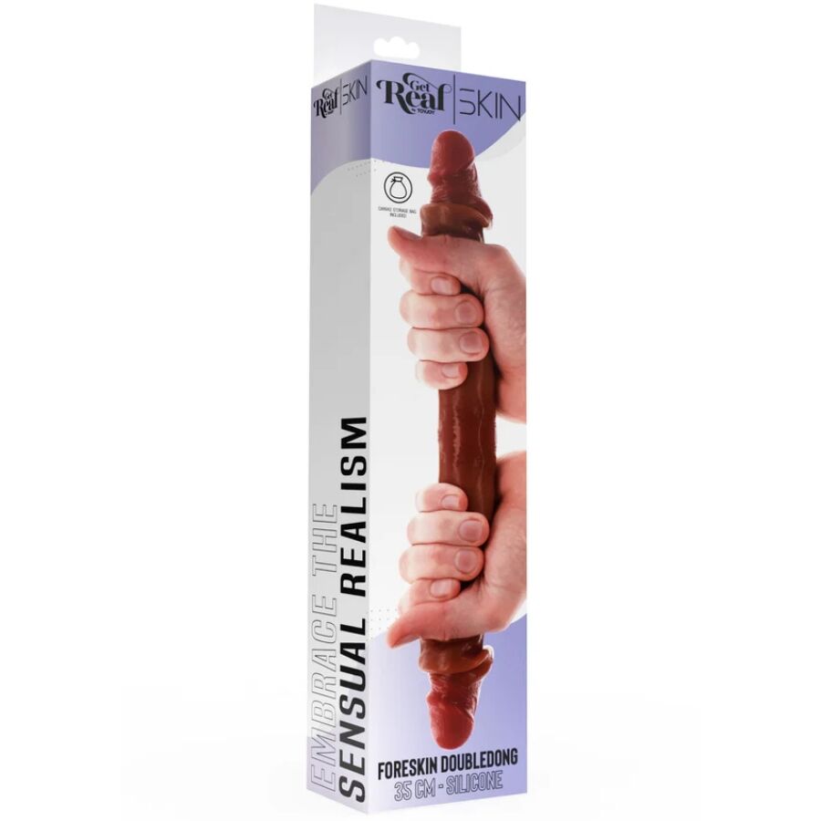 Get Real Doppelendes Silikon-Dildo – Karamell, 35 cm