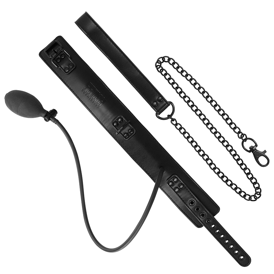 Fetish Submissive Bondage – Aufblasbares Halsband mit Kette