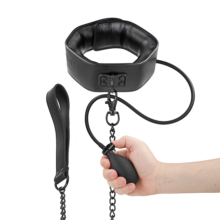 Fetish Submissive Bondage – Aufblasbares Halsband mit Kette