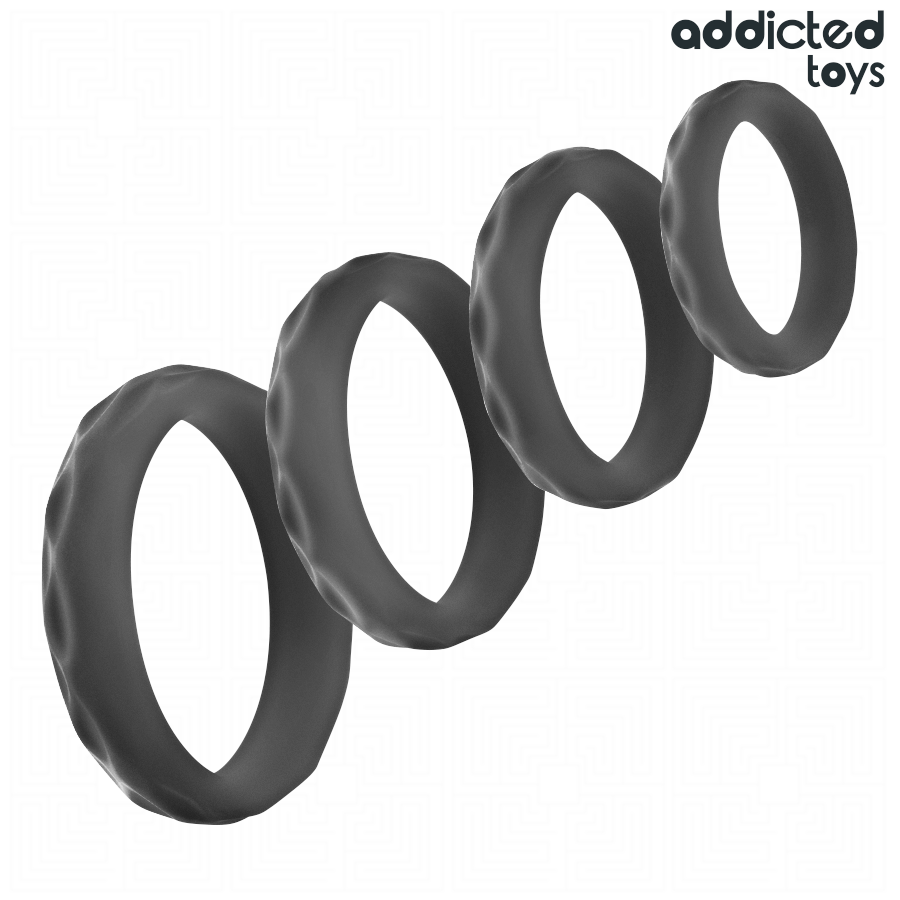 Addicted Toys Structured Cock Ring Set – 4 Groessen