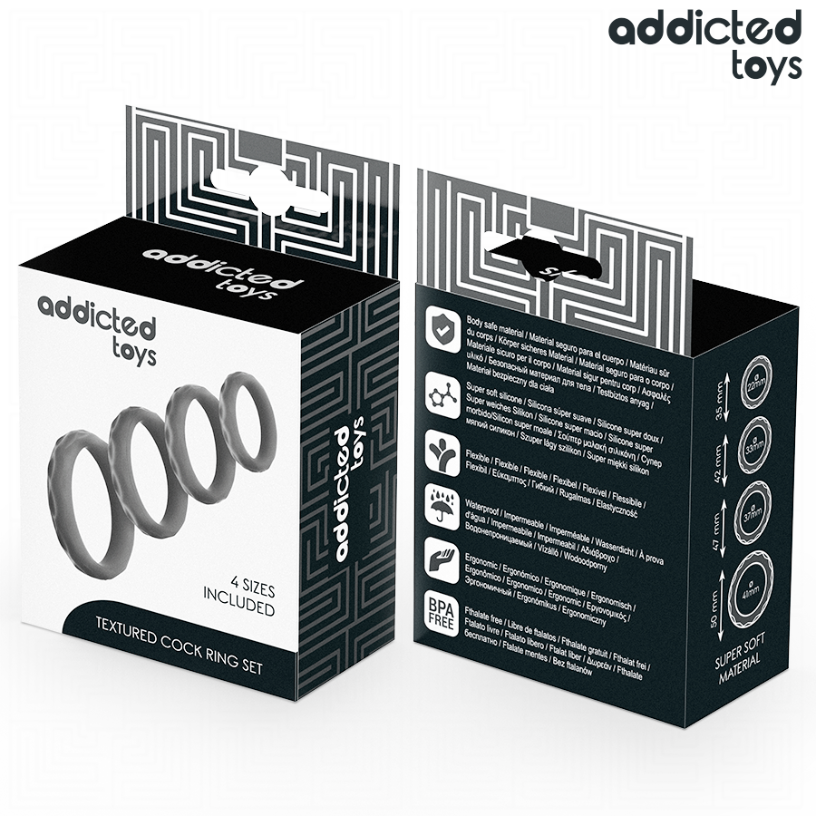 Addicted Toys Structured Cock Ring Set – 4 Groessen