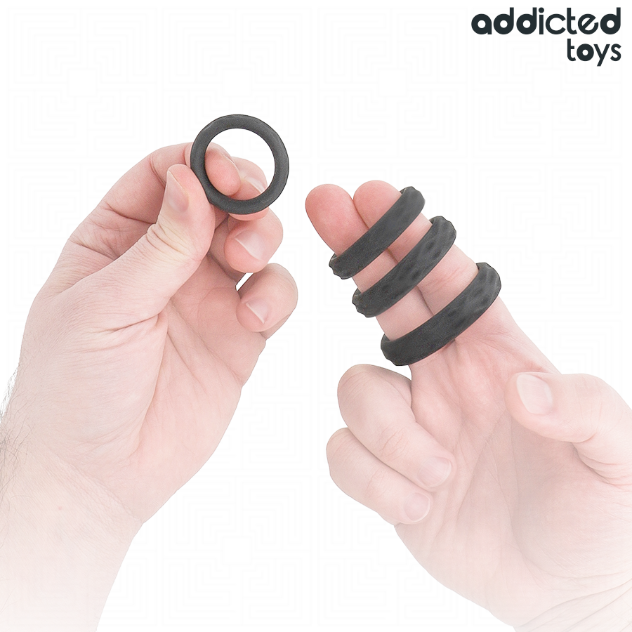 Addicted Toys Structured Cock Ring Set – 4 Groessen