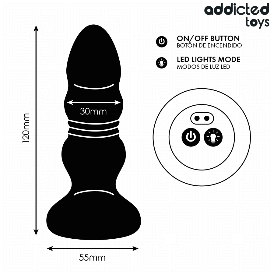 Addicted Toys Rotierender Analplug – LED, Vibration & FB
