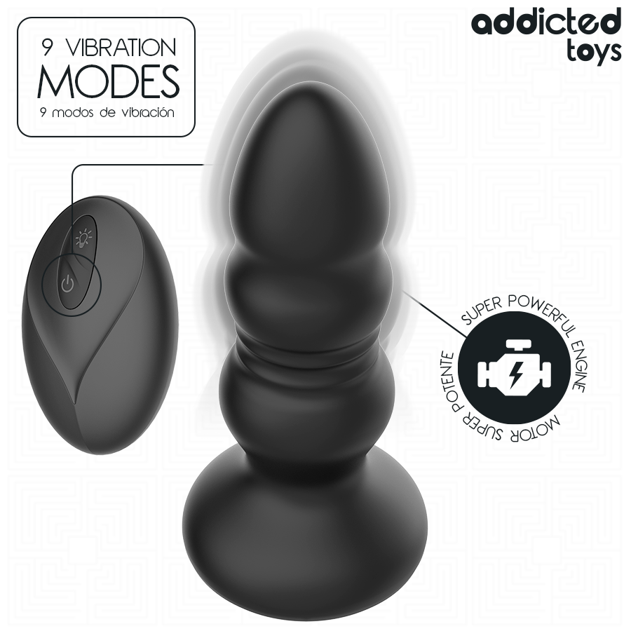 Addicted Toys Rotierender Analplug – LED, Vibration & FB