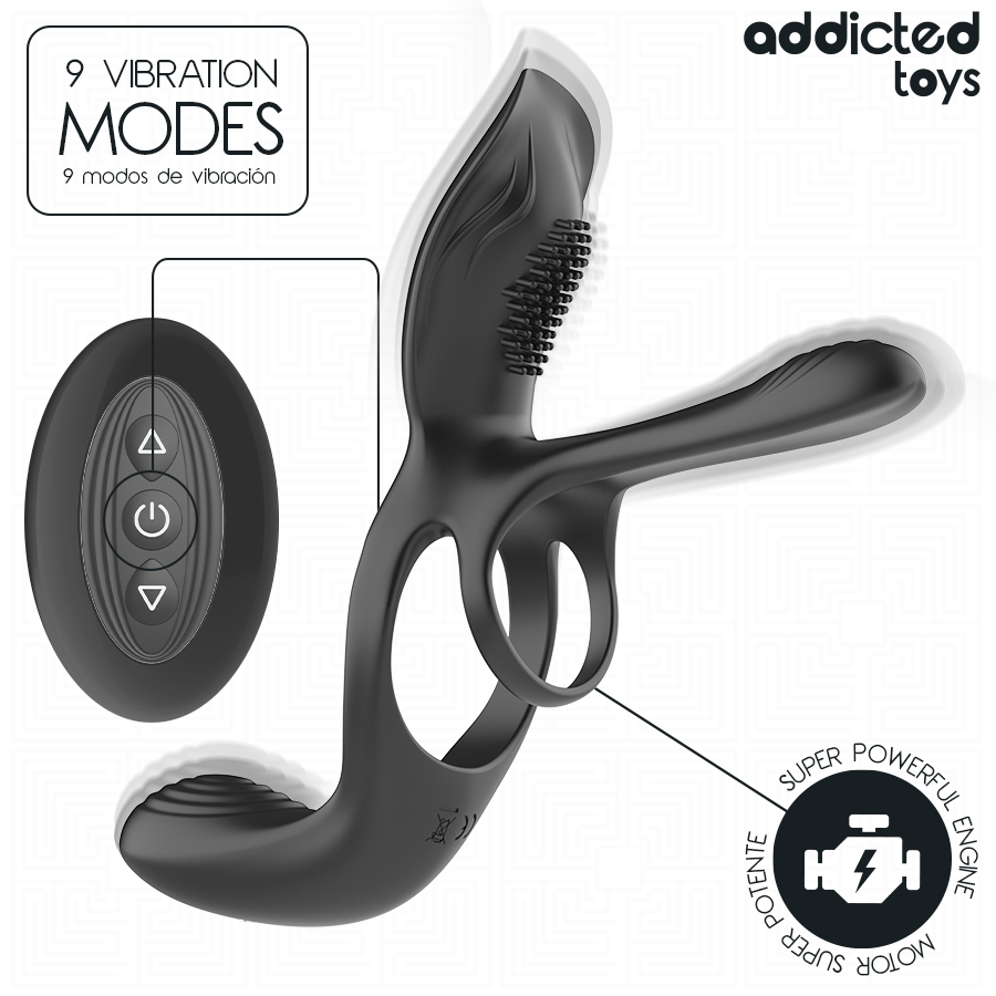 Addicted Toys Doppelter Penisring mit Klitorisstimulator