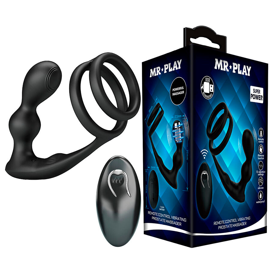 Mr. Play Analplug mit Penisring & Fernbedienung, Vibrierend