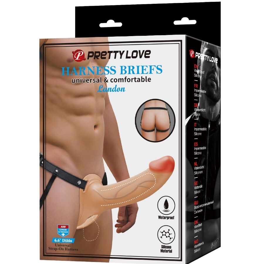 Pretty Love Landon – Vibrierendes Strap-On, Hellhaut