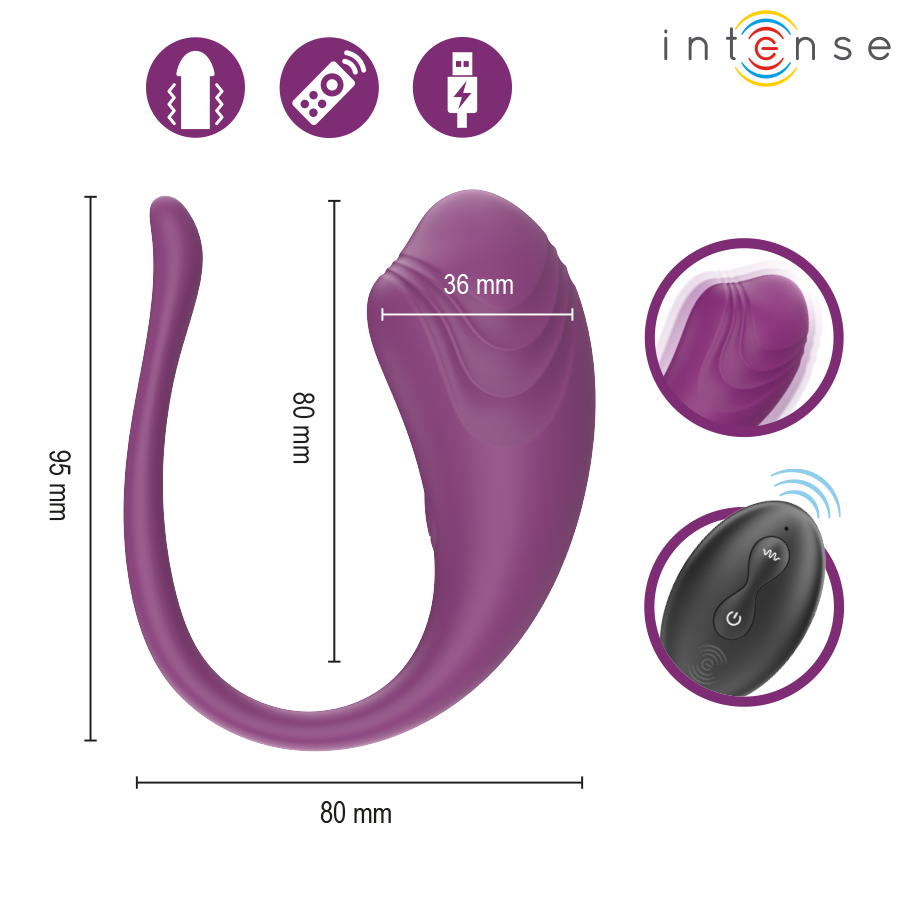 Intense Olivia Vibrations-Ei – Fernbedienung, Lila
