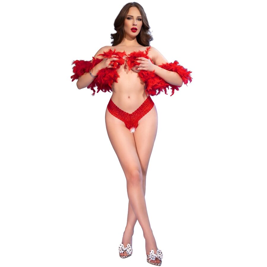 CHILIROSE - CR 4885 ROTER TANGES MIT OFFENEM SCHRITT XL