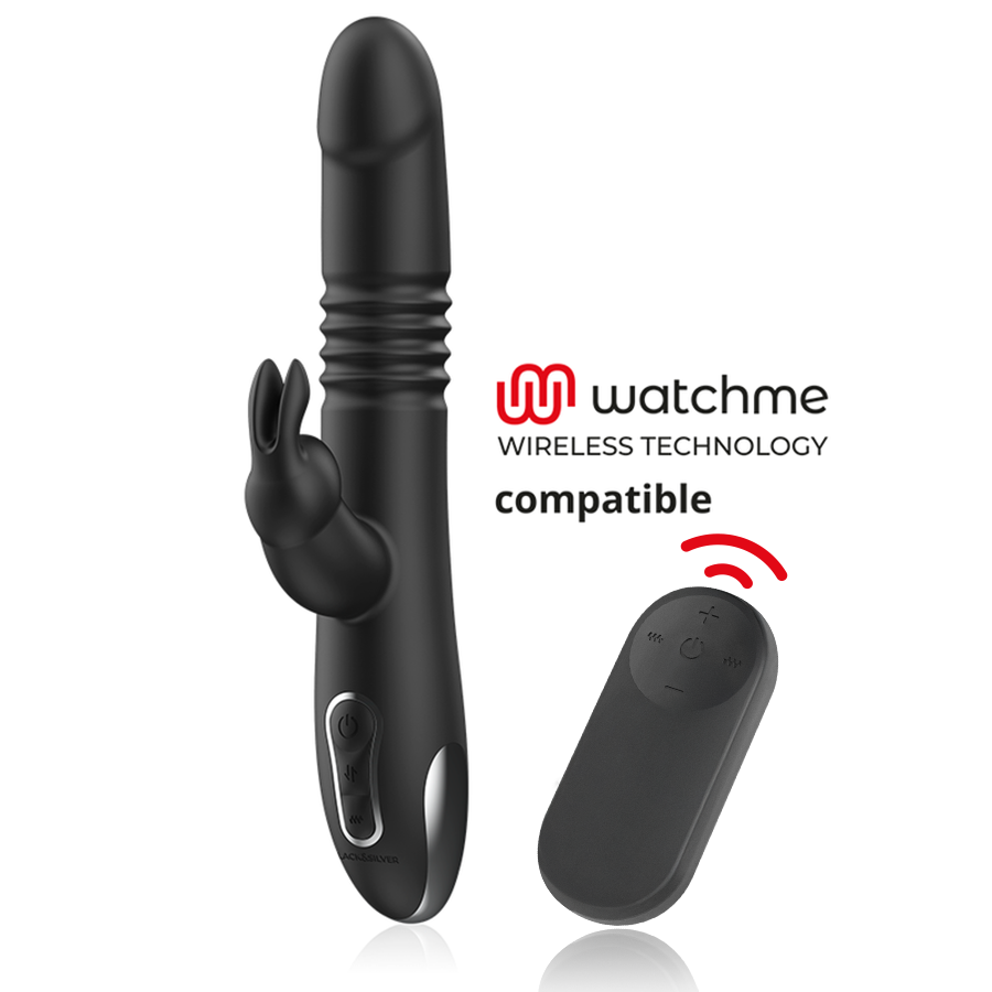 Black&Silver Kenji Rabbit-Vibrator Auf/Ab + WatchMe-Fernbedienung