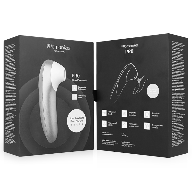 Womanizer Pro Vibrant Klitoralstimulator Silbergrau