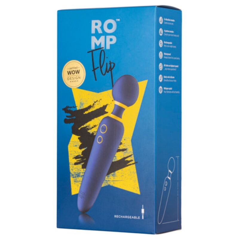 ROMP Flip Vibrationsstab, leise, 10 Modi – Blau