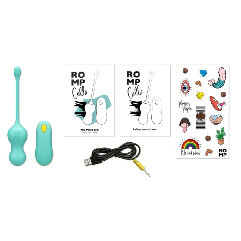 ROMP Cello Multifunktions-Vibrationsei Tuerkis mit Fernbedienung