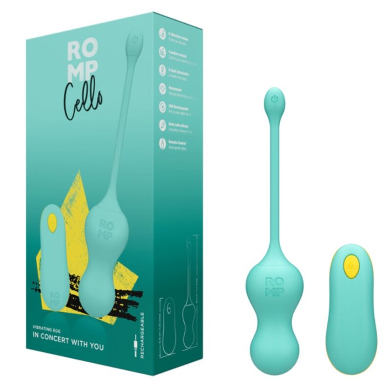 ROMP Cello Multifunktions-Vibrationsei Tuerkis mit Fernbedienung