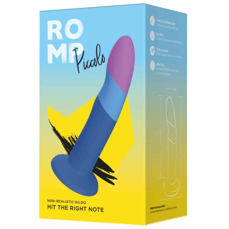 ROMP Piccolo Silikondildo mit Saugnapf, dreifarbig, 14 cm