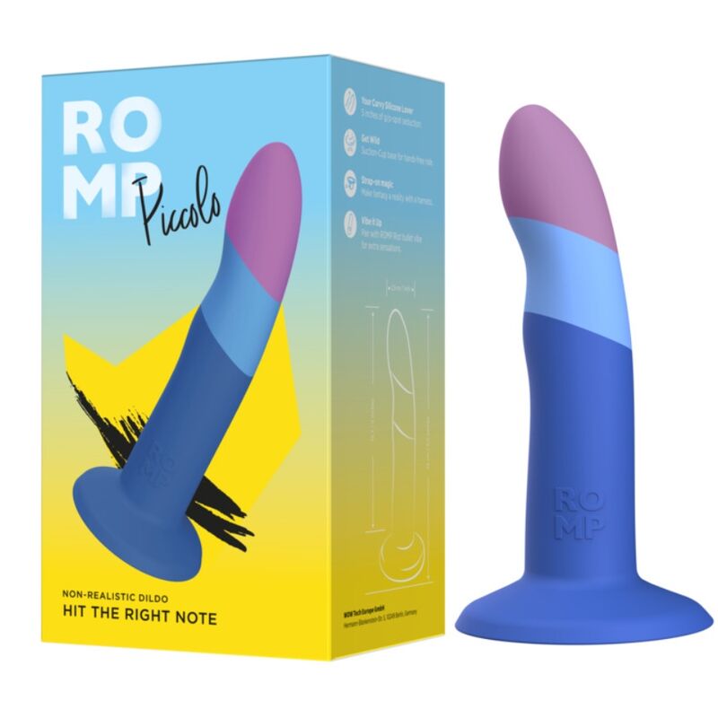 ROMP Piccolo Silikondildo mit Saugnapf, dreifarbig, 14 cm