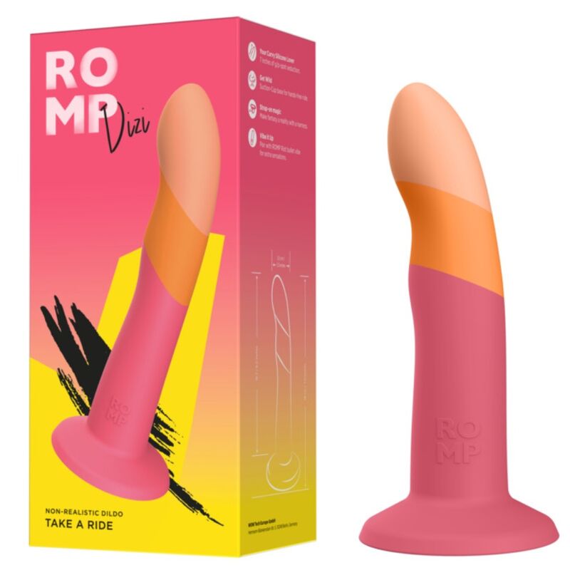 ROMP Dizi Silikon-Dildo mit Saugnapf, dreifarbig, 18 cm