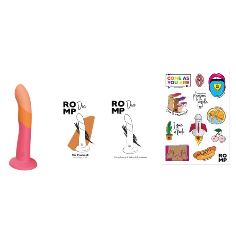 ROMP Dizi Silikon-Dildo mit Saugnapf, dreifarbig, 18 cm