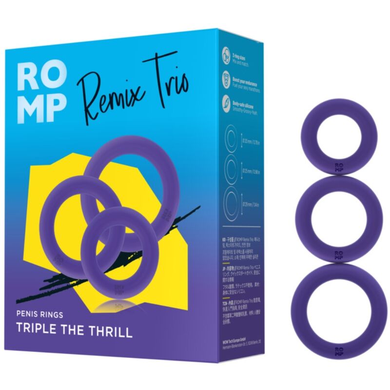 ROMP Remix Trio Set – 3 Silikon-Penisringe Lila