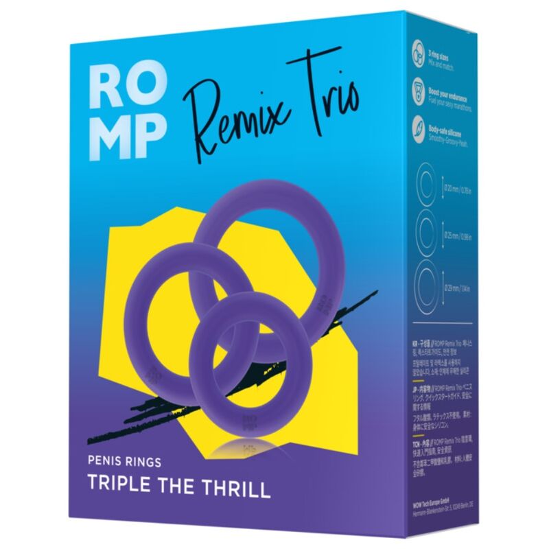 ROMP Remix Trio Set – 3 Silikon-Penisringe Lila