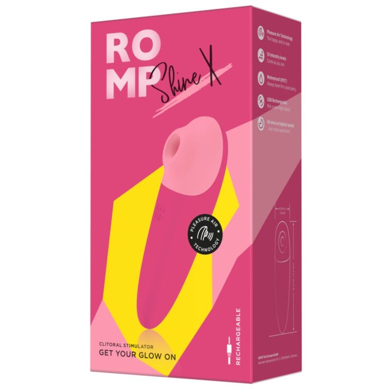 ROMP Shine X Stabvibrator mit Saugfunktion, 10 Stufen – Rosa