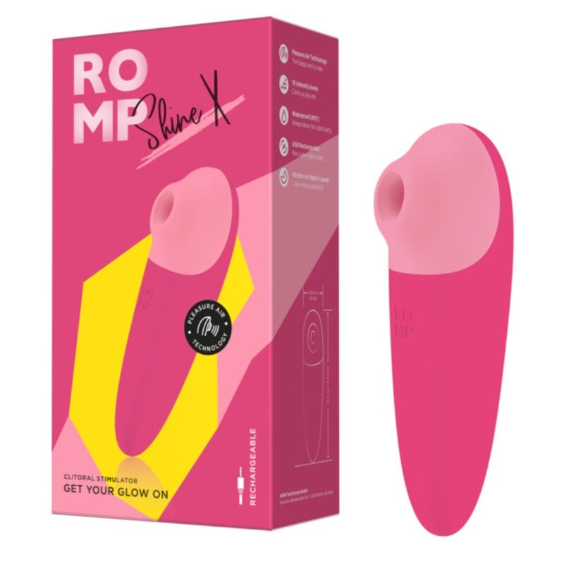 ROMP Shine X Stabvibrator mit Saugfunktion, 10 Stufen – Rosa