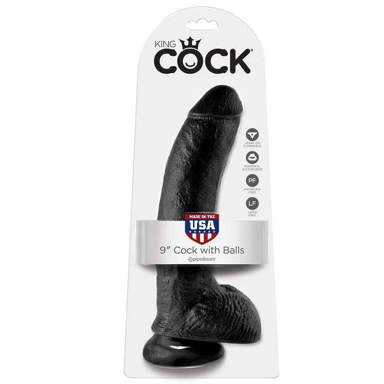 King Cock Dildo Schwarz mit Eier 22.9 cm