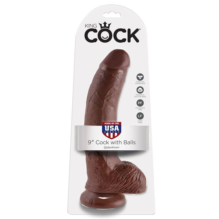 King Cock 9 Dildo Braun mit Eier 22.9 cm