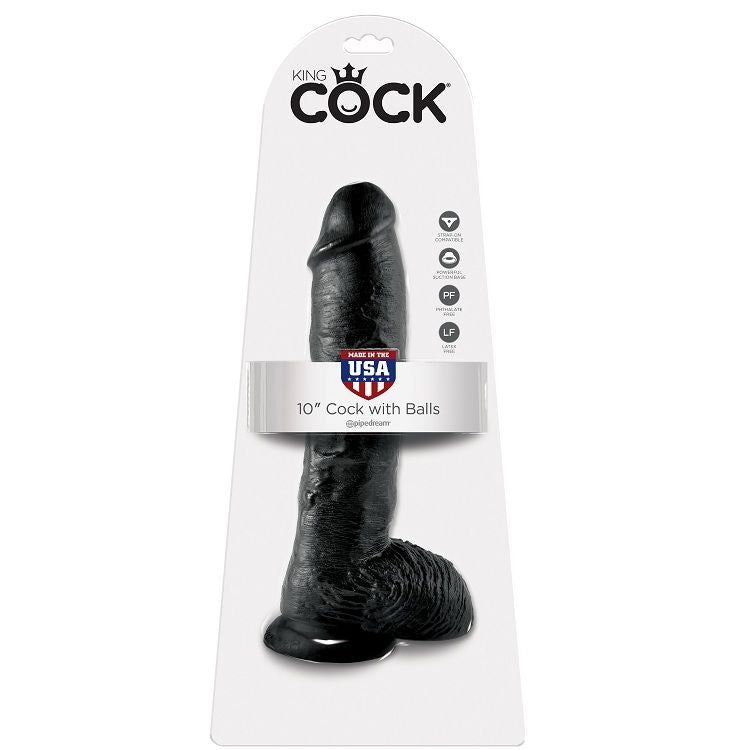 King Cock Dildo Schwarz mit Eier 25.4 cm