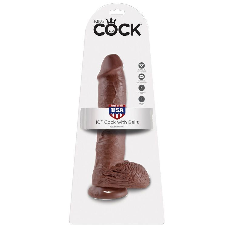 King Cock 10 Dildo Braun mit Eier 25.4 cm