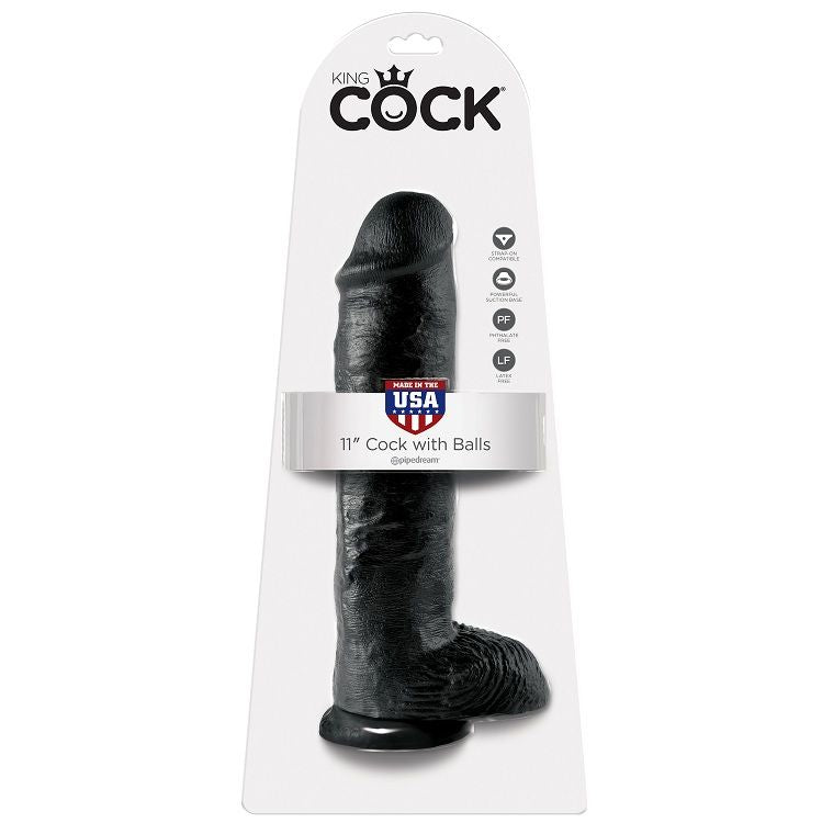 King Cock Dildo Schwarz mit Eier 28 cm