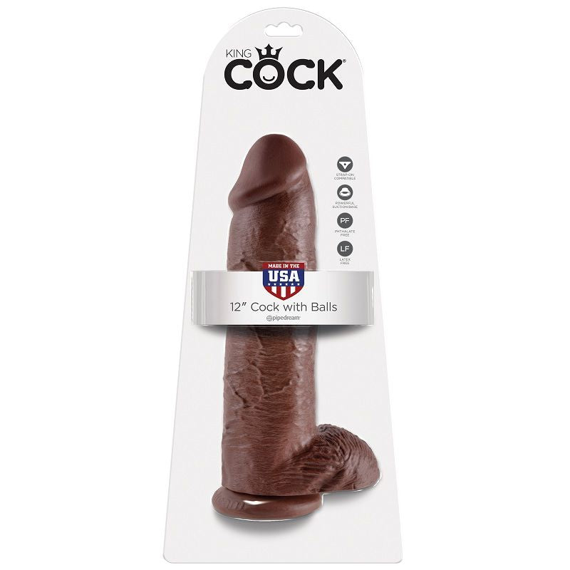 King Cock Dildo Braun mit Eier 30.48 cm