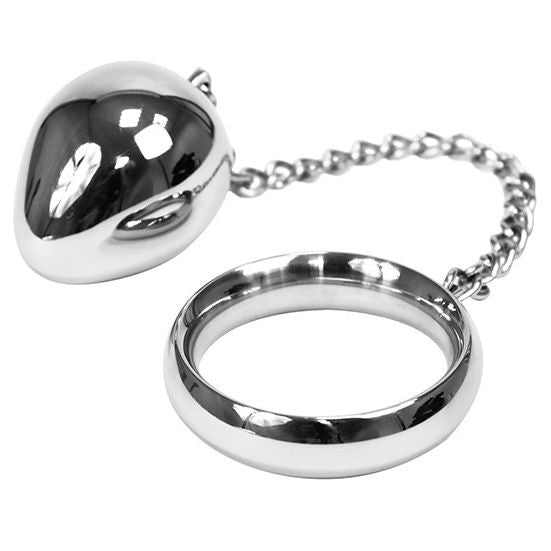 Metal Hard – Cockring 50mm + Kette mit Metallkugel