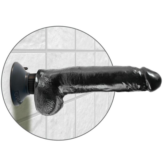 King Cock – Vibrierender Dildo mit Hoden 23 Cm Schwarz