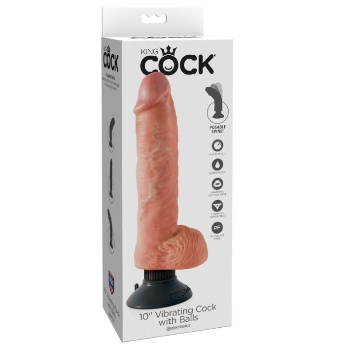 King Cock Vibrierender Dildo mit Hoden 25.5 cm Natürliche Farbe