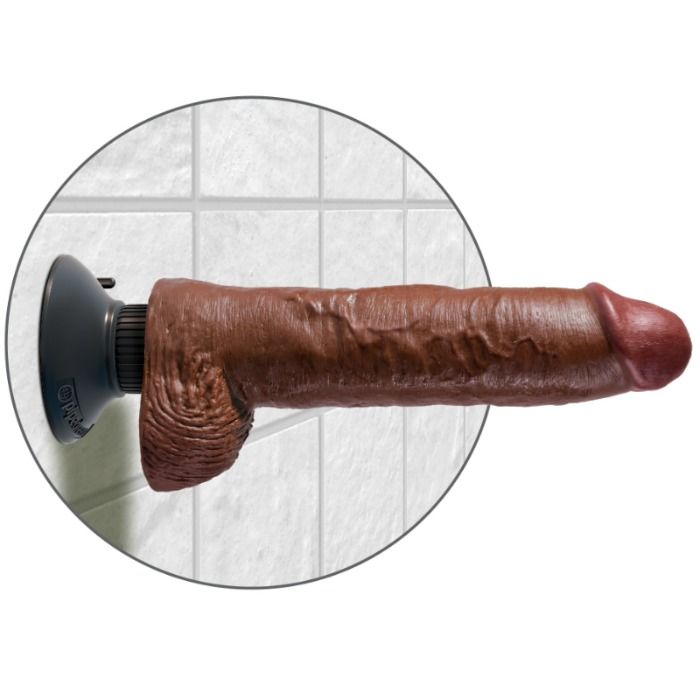 King Cock – Vibratordildo mit Hoden 25.5 Cm Braune Farbe