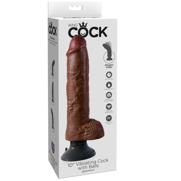 King Cock – Vibratordildo mit Hoden 25.5 Cm Braune Farbe