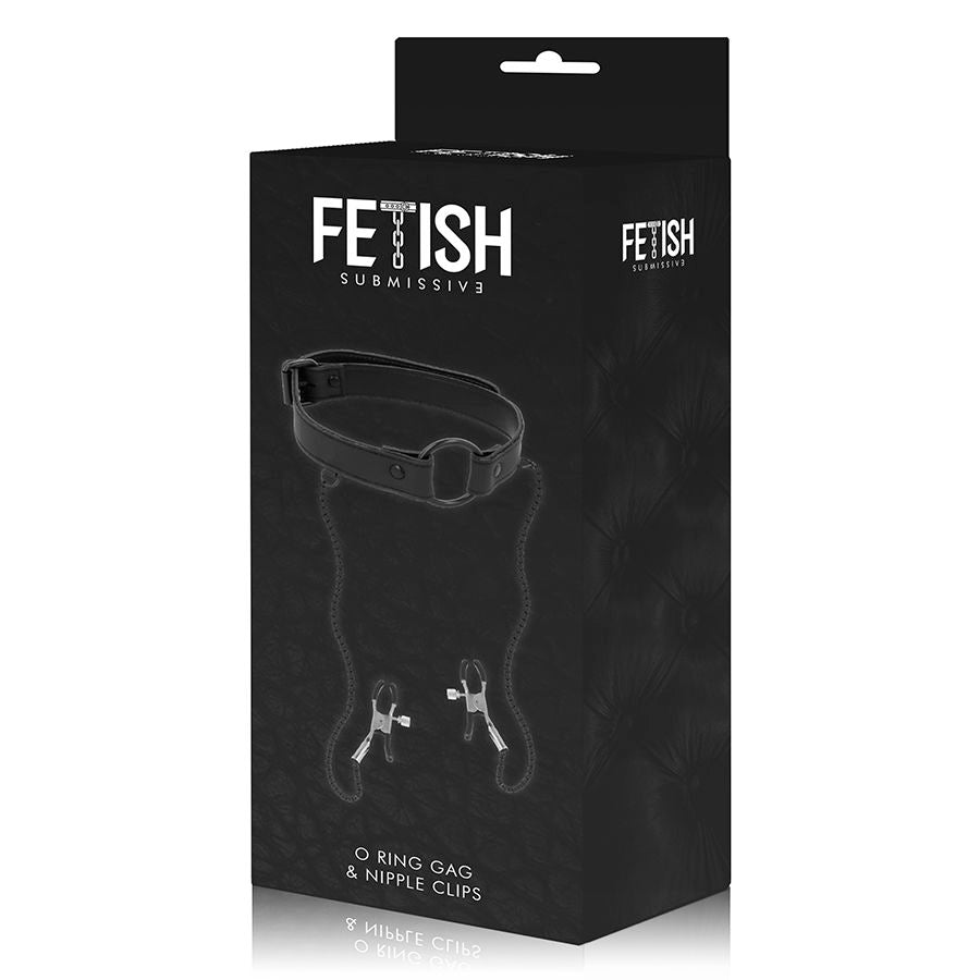 Fetish Submissive Knebelring Mit Nippelklemmen