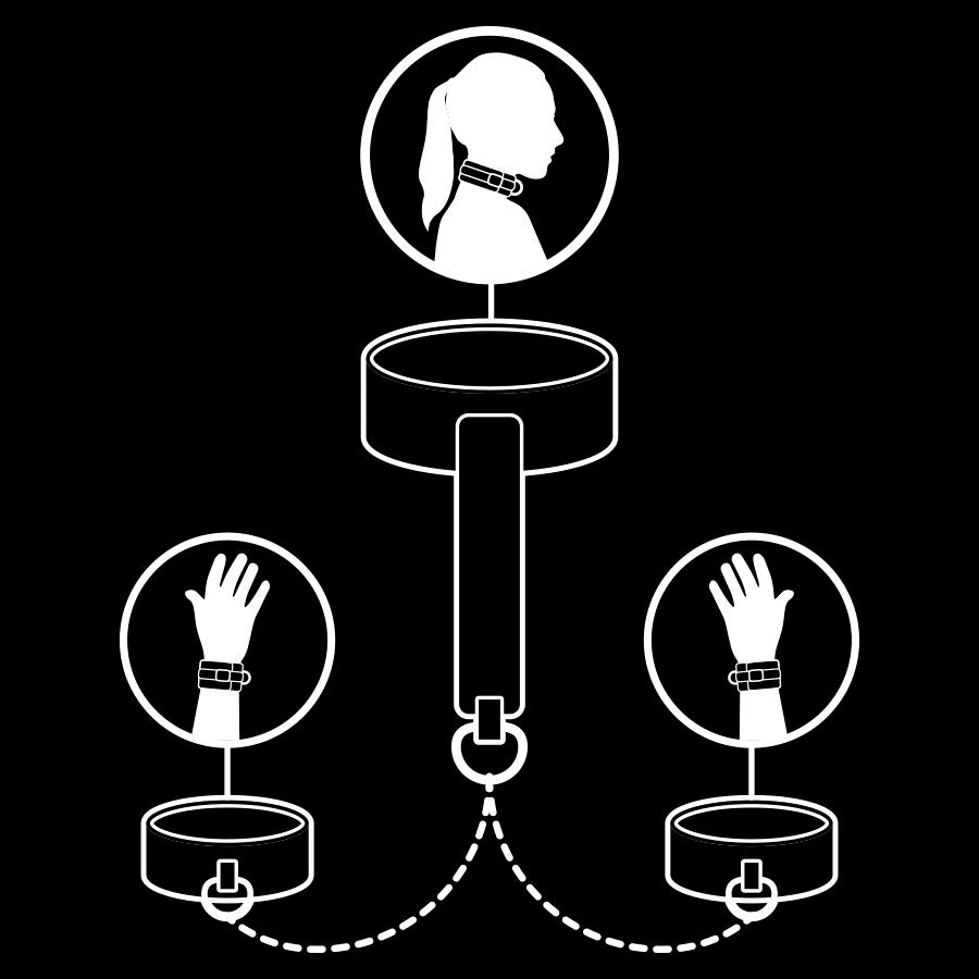 Fetish Submissive Halskette Und Handschellen Aus Veganem Leder Mit