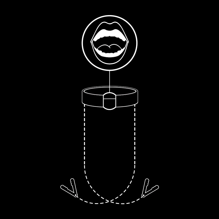 Fetish Submissive Knebelring Mit Nippelklemmen
