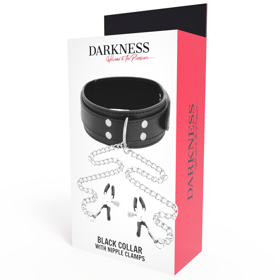 Darkness Bondage Halsband Mit Nippelklammern Schwarz